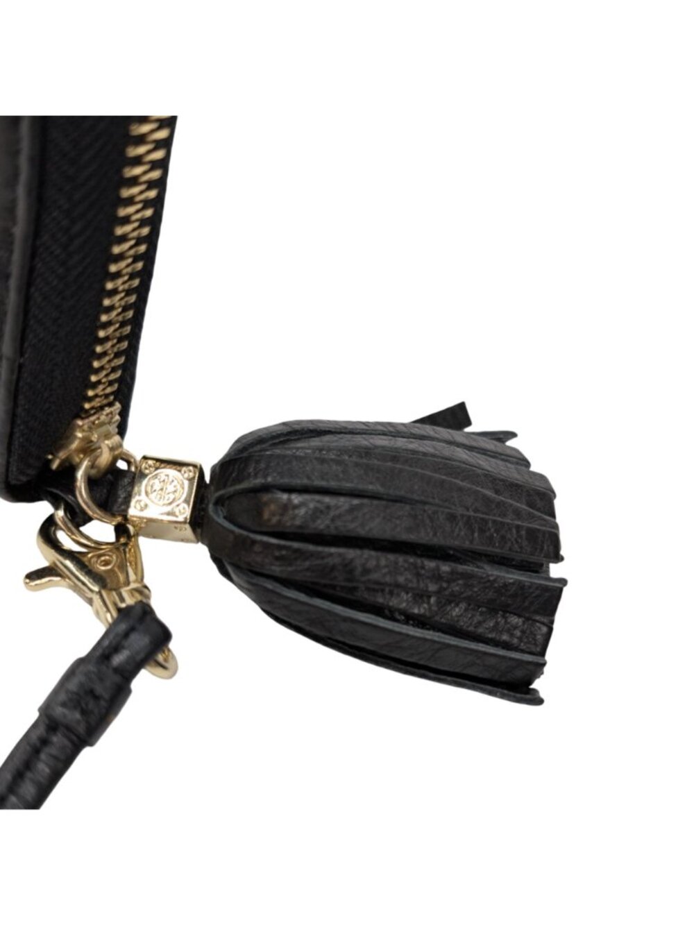 Tory Burch Thea Wristlet Wallet Womens Black Leather Tassel Zip Around - Picture 12 of 13